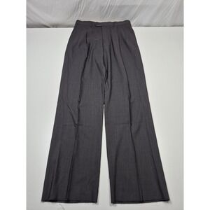 Zanieri Pants Mens 36x36 Gray Pleated Straight Striped Unhemmed Italy